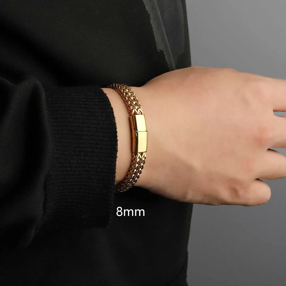 women's matching bracelets-Hip-Hop Solid Color 201 Stainless Steel 18K Gold Plated Bracelets In Bulk