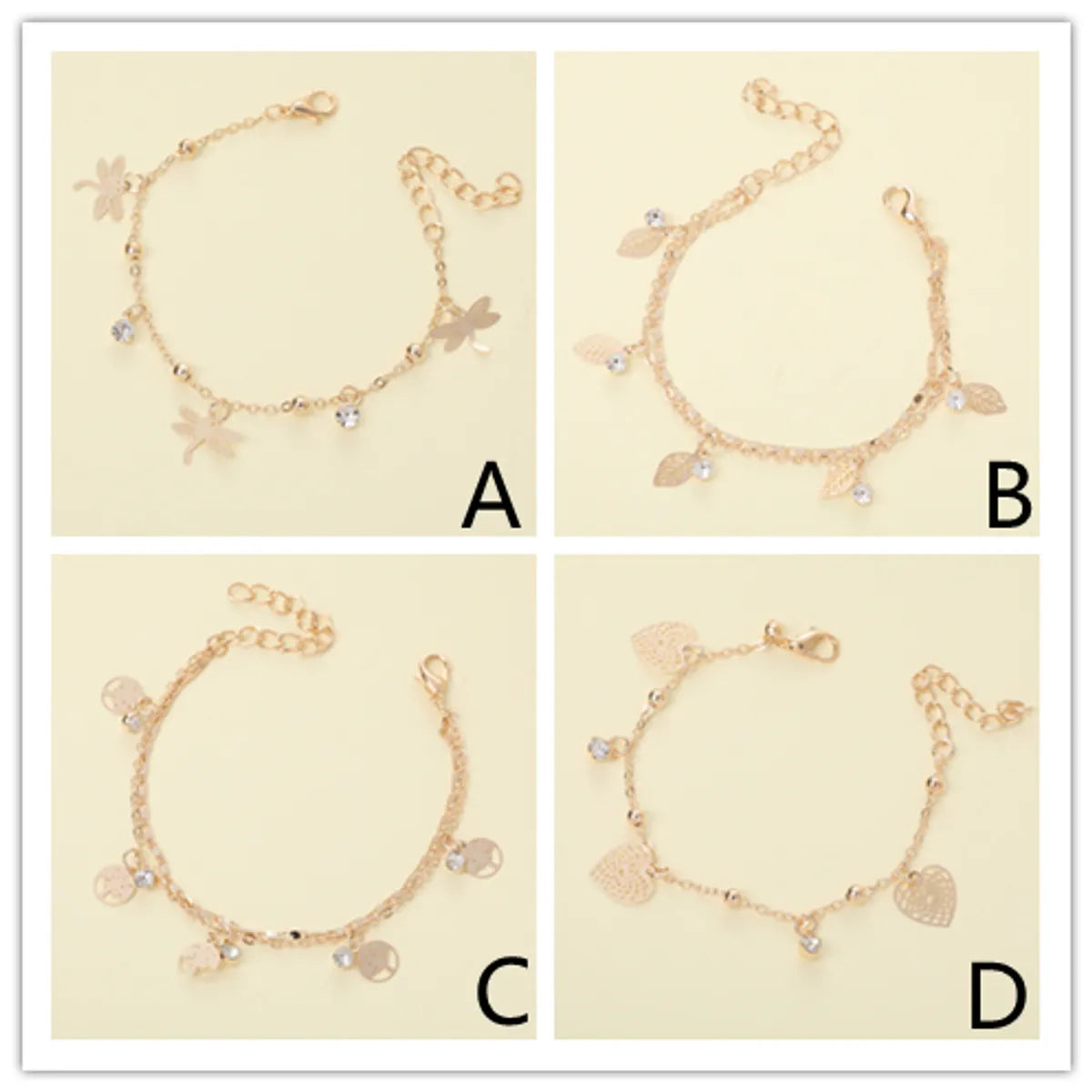 women's bar bracelets-Steel Lady Simple Style Commute Inlay Leaves Heart Shape Butterfly Zircon Bracelets