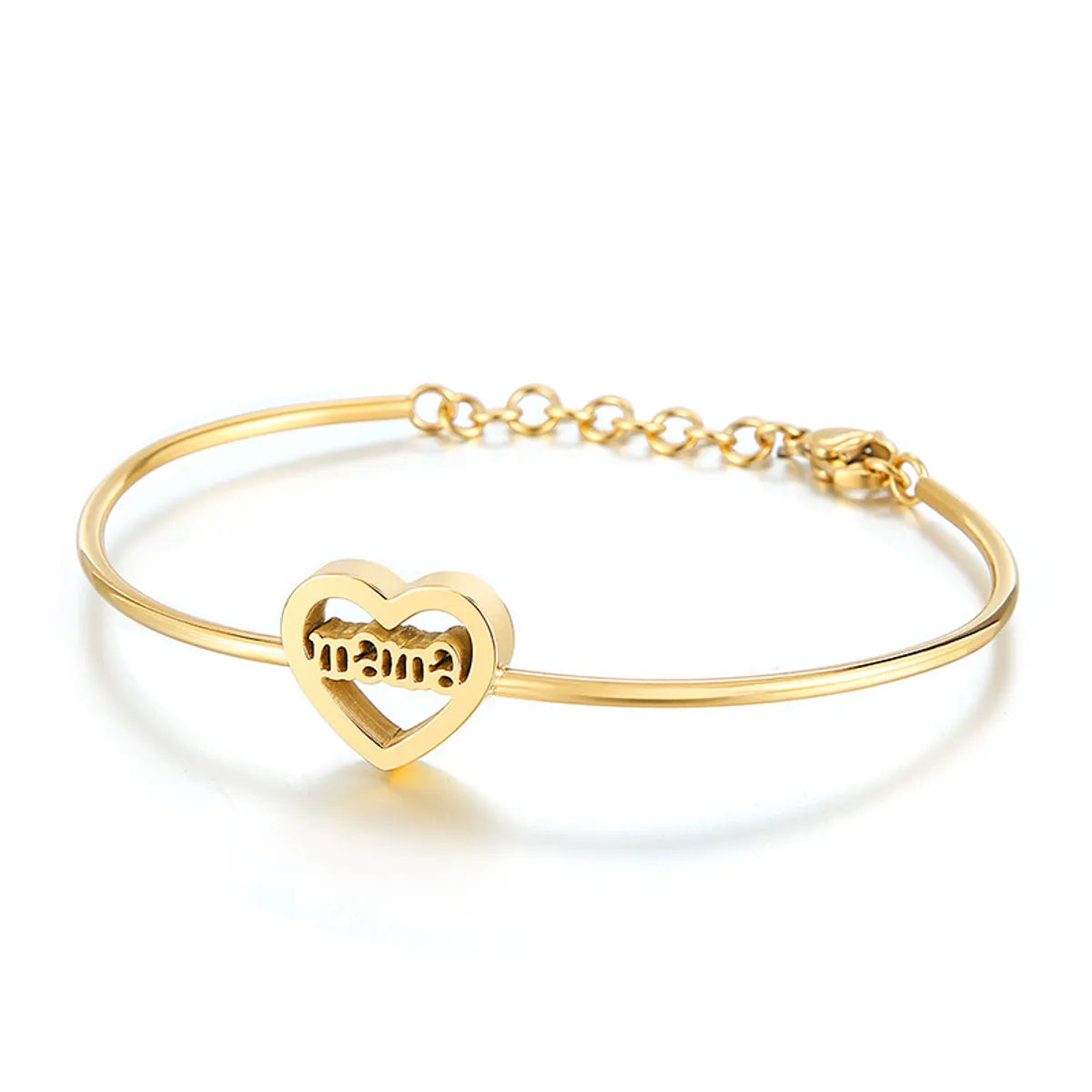 women's affordable bangles-New Korean Mama Heart-shaped Mother's Day Jewelry Adjustable Ladies Bracelet Wholesale